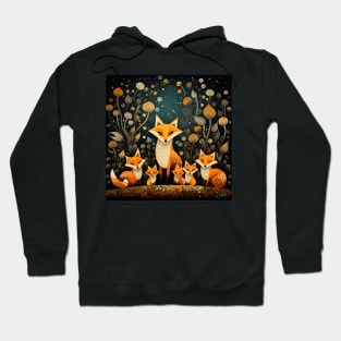 Art Brut Fox Family Portrait at Night Hoodie